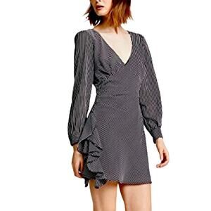 BB Dakota Black & White Stripped Long Sleeve Ruffled Mini Dress 2